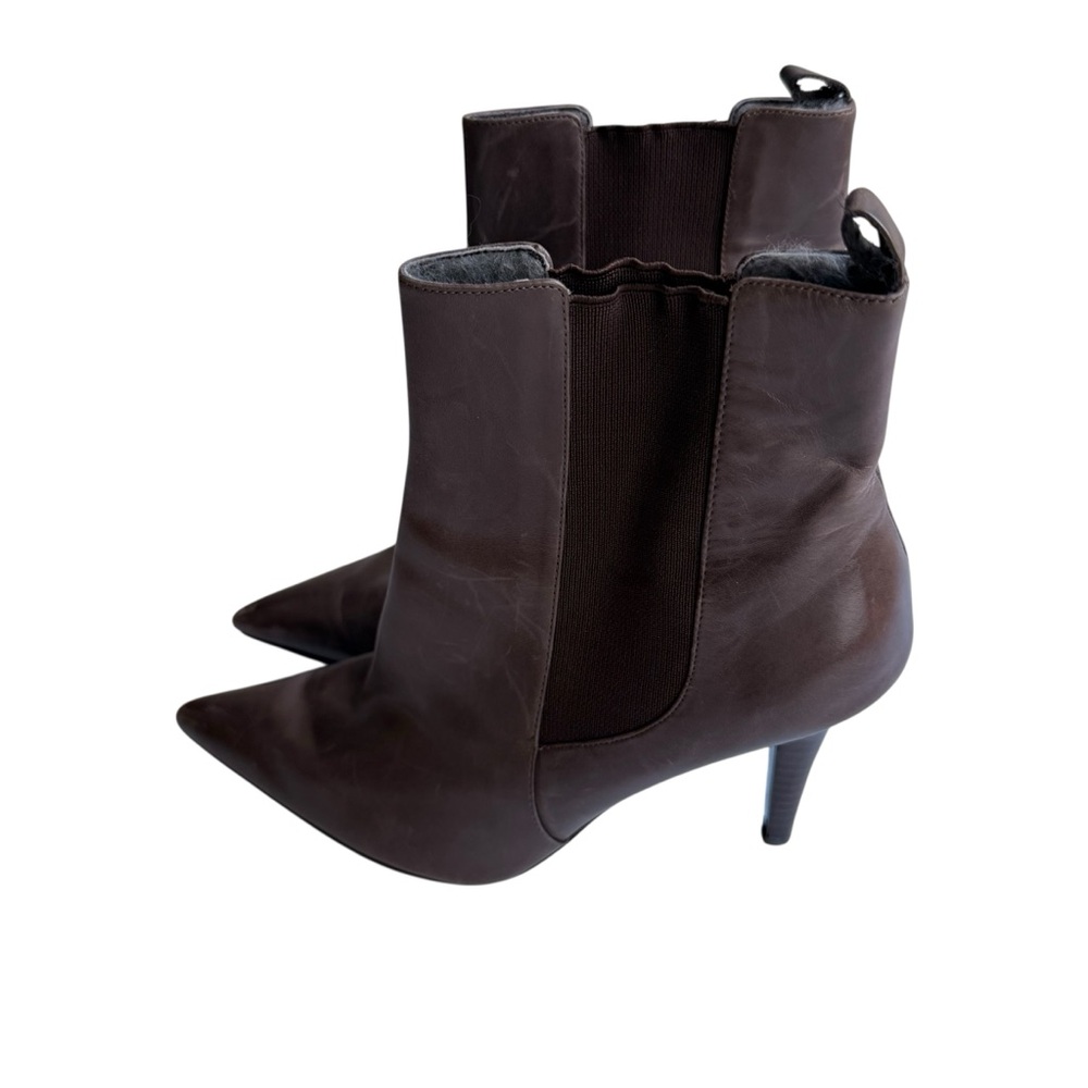 Lauren Ralph Lauren Chic Faded Brown Genuine Leather Ankle Boots 7 - Picture 3 of 11